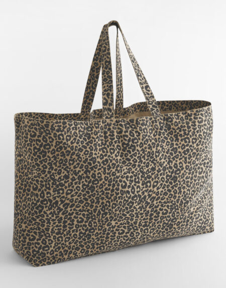 Płócienna torba tote oversize w panterkę