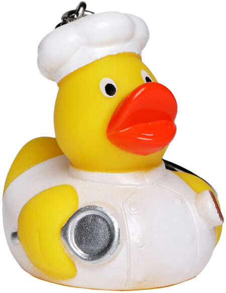 Miniaturowy brelok z kaczką kucharzem