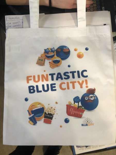 Biała torba bawełniana z kolorowym nadrukiem Bluecity