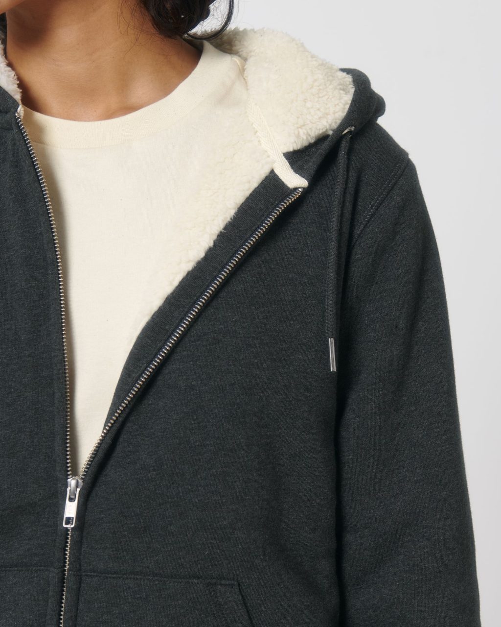 Rozpinana bluza z kapturem unisex z podszewką sherpa - obrazek 9