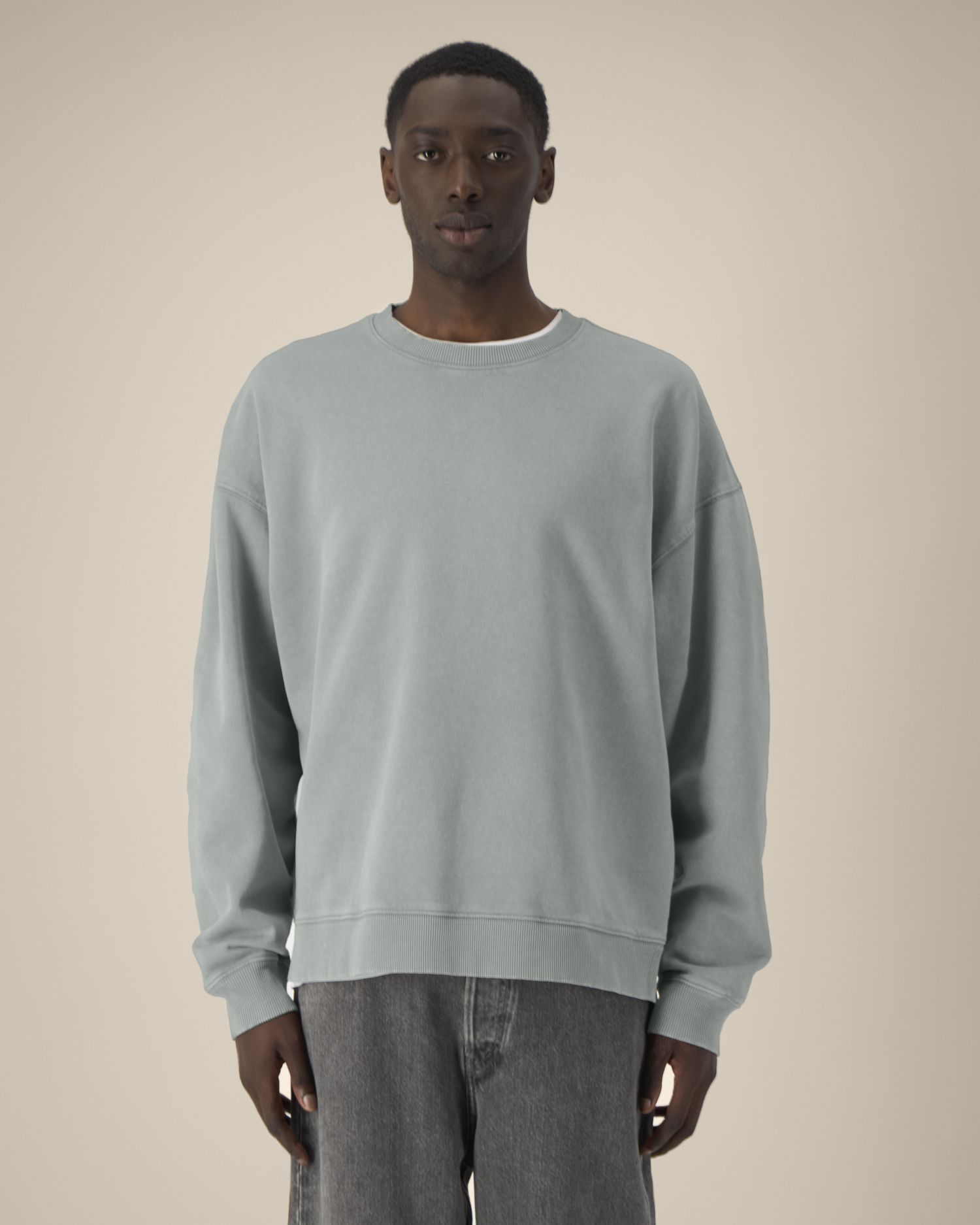 Bluza unisex crewneck oversized garment-dyed - obrazek 3