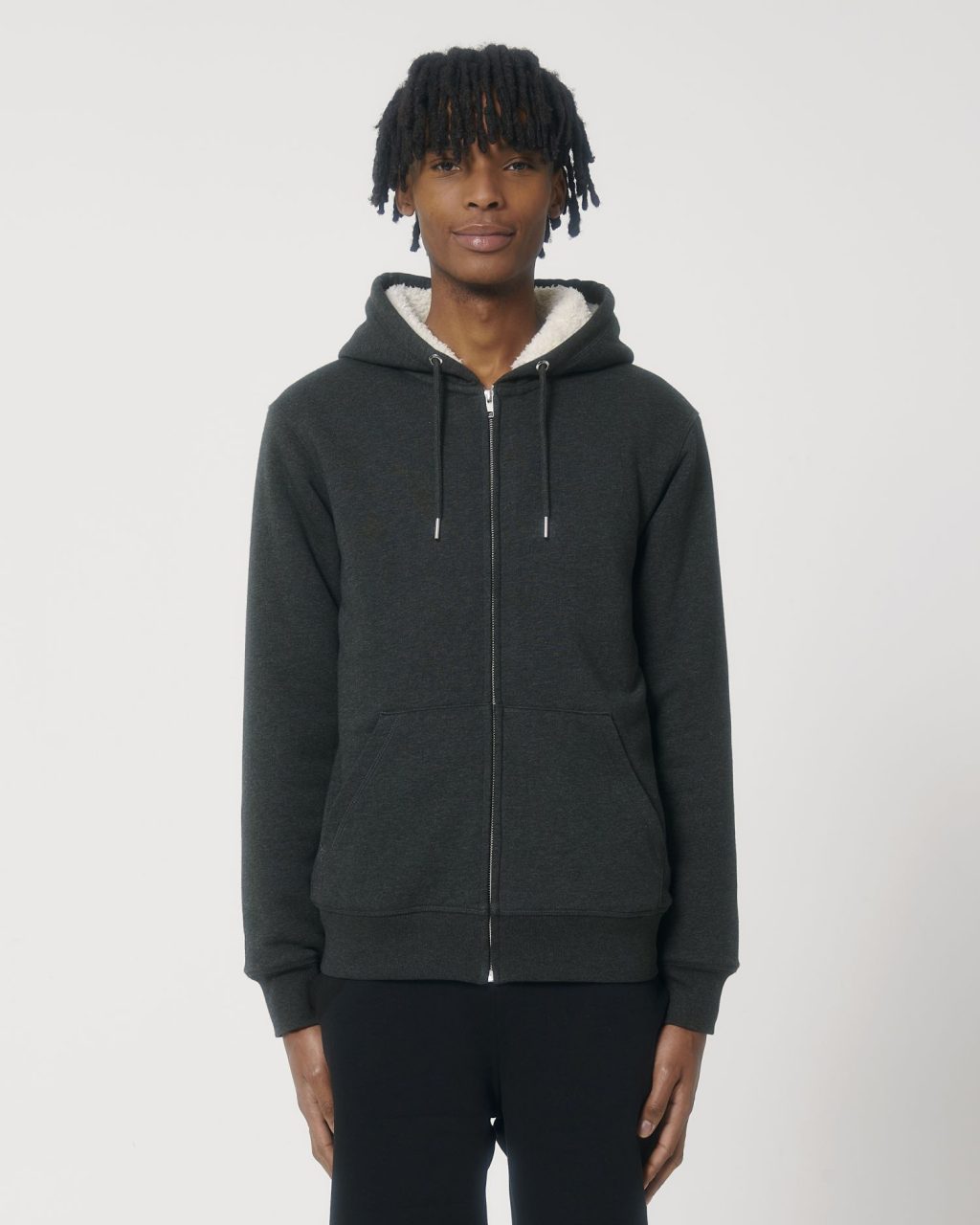 Rozpinana bluza z kapturem unisex z podszewką sherpa - obrazek 7