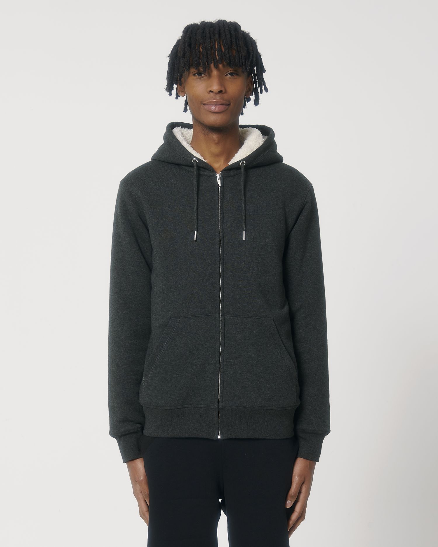 Rozpinana bluza z kapturem unisex z podszewką sherpa - obrazek 7