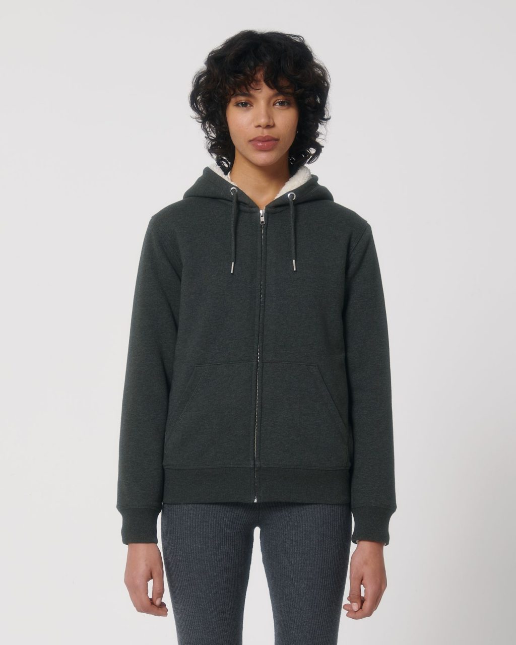 Rozpinana bluza z kapturem unisex z podszewką sherpa - obrazek 11