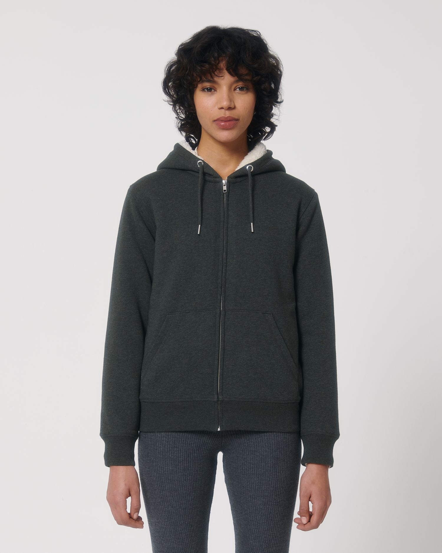 Rozpinana bluza z kapturem unisex z podszewką sherpa - obrazek 11