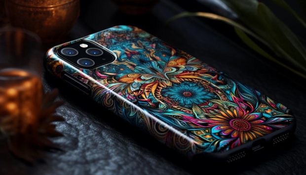 Etui na telefon z kolorowym nadrukiem