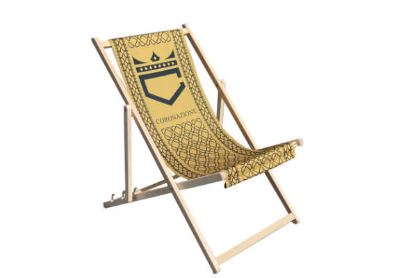 Wooden deck chairs with print