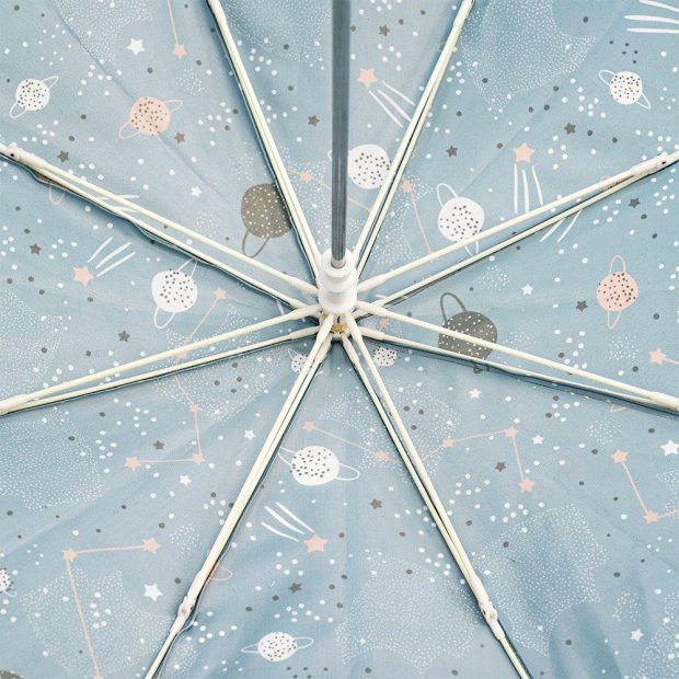 zdjęcie parasolki dziecięcej z nadrukiem kosmicznym z wewnętrznej strony